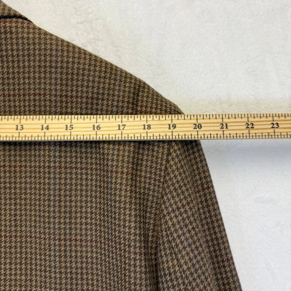 Ralph Ralph Lauren Mens 42R Brown Houndstooth Wool Blazer Sport Coat Canada Made